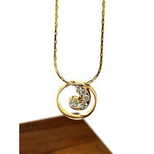 Diamond Pendant Circle Dangler Studios 14k Yellow Gold Women's Necklace 17''